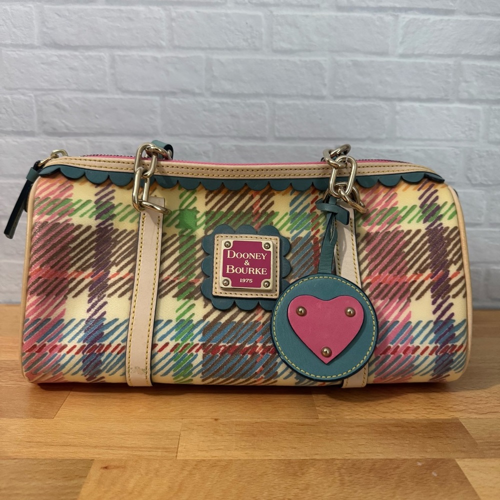 Dooney & Bourke Colorful Plaid Satchel Y2K Vintage